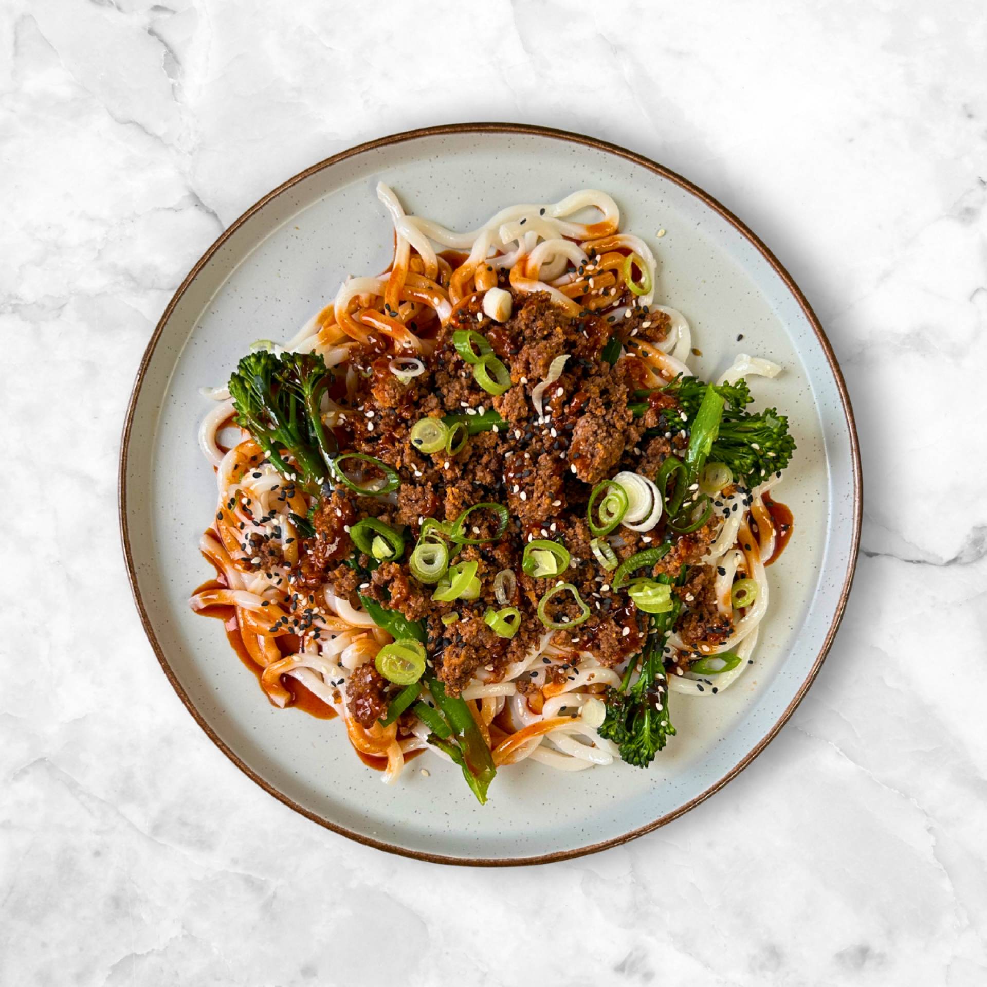 Sticky Korean Beef Udon Noodles