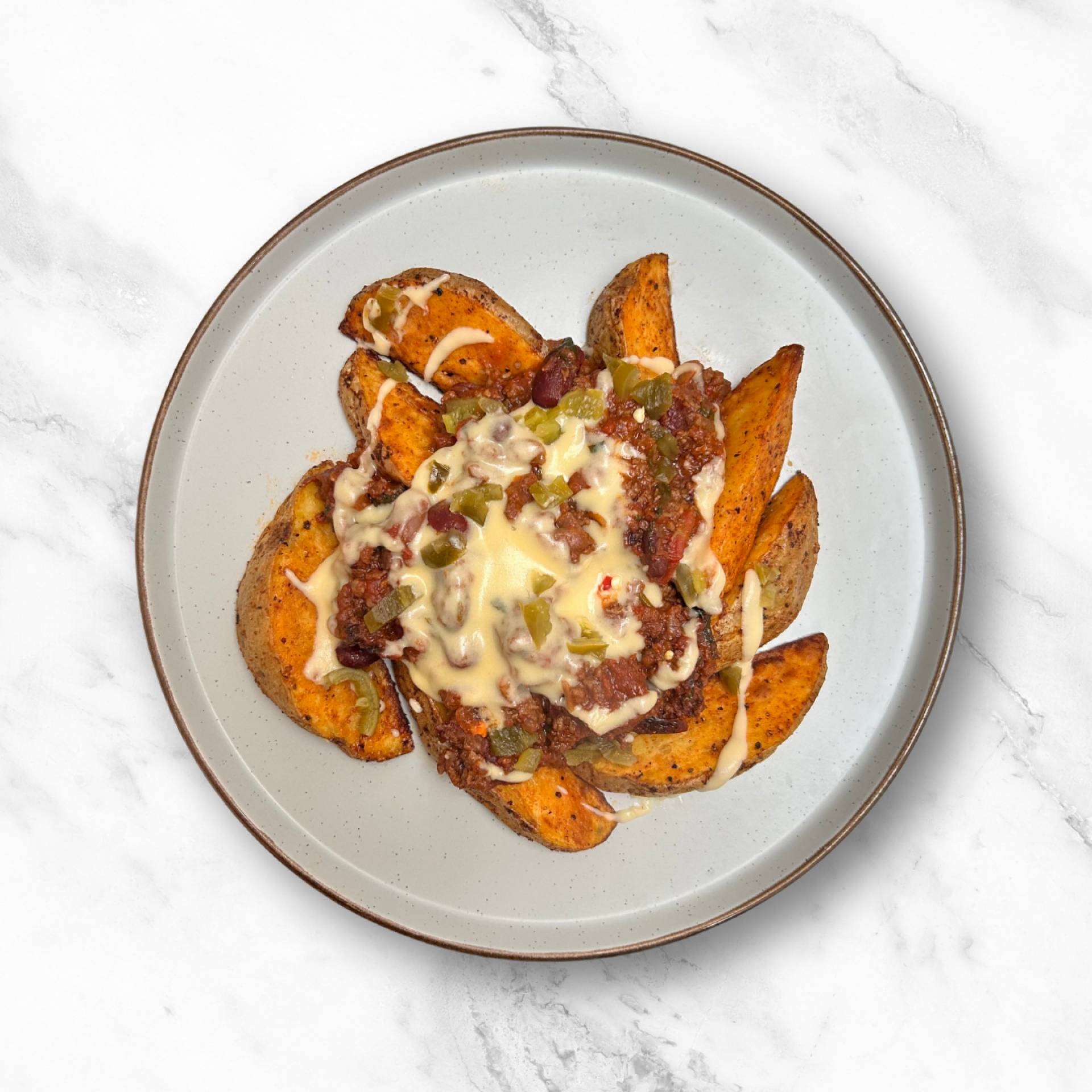 Loaded Chilli Cheese Smokey Potato Wedges